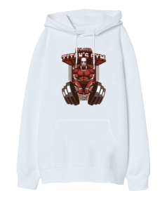 Attack on Titan GYM Vücut Geliştirme Bodybuilding Fitness Tasarım Oversize Unisex Kapüşonlu Sweatshirt