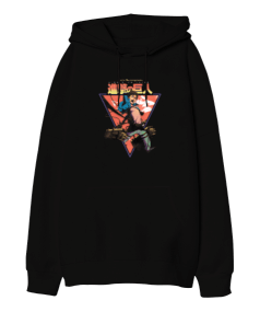 Attack On Titan Levi Ackerman Essential Siyah Oversize Unisex Kapüşonlu Sweatshirt