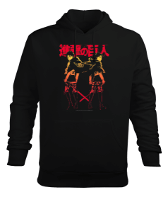 Attack on Titan Levi Eren Gradient Siyah Erkek Kapüşonlu Hoodie Sweatshirt