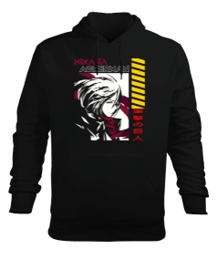 Attack On Titan Mikasa Siyah Erkek Kapüşonlu Hoodie Sweatshirt