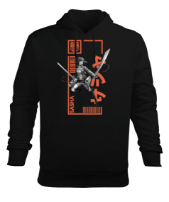 Attack On Titan Sasha Braus Siyah Erkek Kapüşonlu Hoodie Sweatshirt