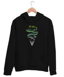 Aurora - Kutup Işıkları Siyah Unisex Kapşonlu Sweatshirt