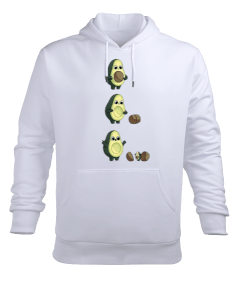 Avakado Beyaz Erkek Kapüşonlu Hoodie Sweatshirt