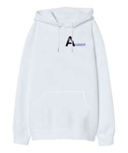 Avgeeks Beyaz Oversize Unisex Kapüşonlu Sweatshirt