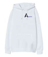 Avgeeks Beyaz Oversize Unisex Kapüşonlu Sweatshirt - Thumbnail