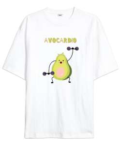 Avocardio - Avokado Beyaz Oversize Unisex Tişört