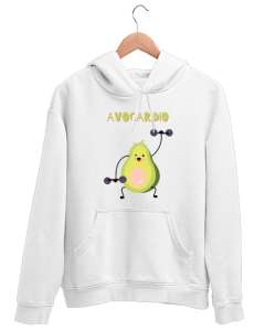 Avocardio - Avokado Beyaz Unisex Kapşonlu Sweatshirt