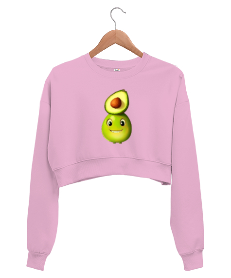 Avokado Pembe Kadın Crop Sweatshirt