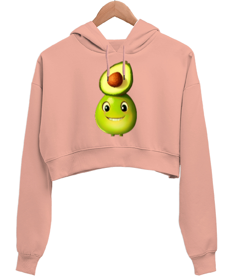 Avokado Yavru Ağzı Kadın Crop Hoodie Kapüşonlu Sweatshirt