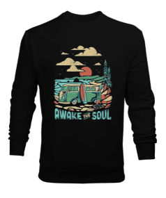 Awake The Soul Vintage Tasarım Baskılı Erkek Sweatshirt