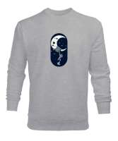 ay ve astronot Gri Erkek Sweatshirt - Thumbnail