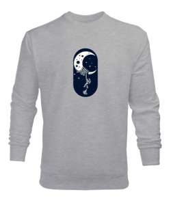 ay ve astronot Gri Erkek Sweatshirt