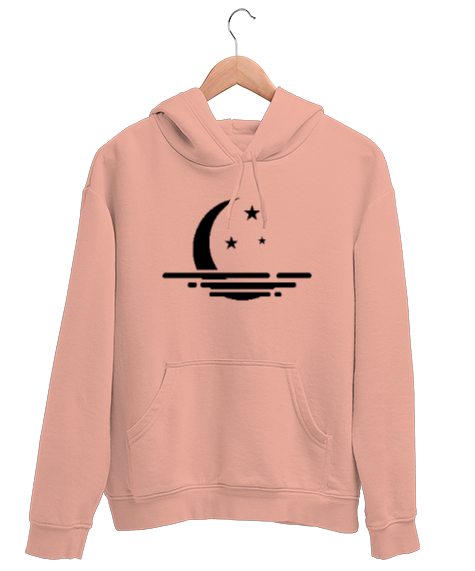 Tisho - Ay Yansıma ve Yıldızlar - Moon Yavru Ağzı Unisex Kapşonlu Sweatshirt