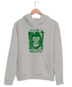 Ayağa Kalk - Get Up - Goril Gri Unisex Kapşonlu Sweatshirt