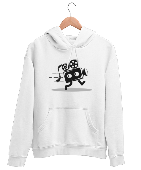 Tisho - Ayaklı Kamera - Film Beyaz Unisex Kapşonlu Sweatshirt