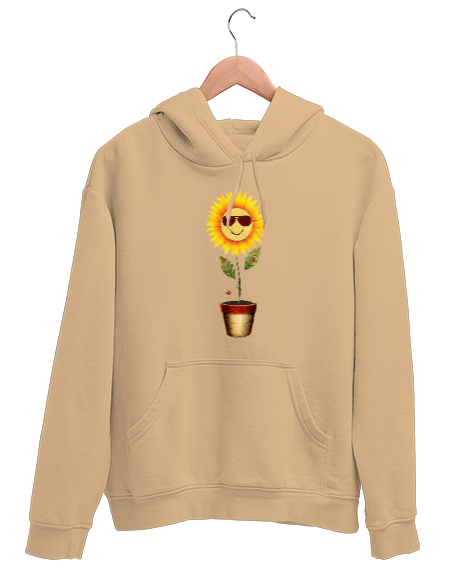 Tisho - Ayçiçeği ve Uğur Böcekleri - Sun Flower - Ladybug Camel Unisex Kapşonlu Sweatshirt