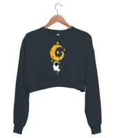 AYDAKİ ADAM Füme Kadın Crop Sweatshirt - Thumbnail