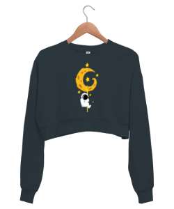 AYDAKİ ADAM Füme Kadın Crop Sweatshirt