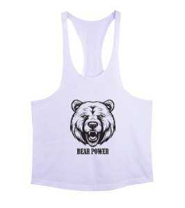 Ayı Gücü Fitness Motivasyon Beyaz Erkek Tank Top Atlet