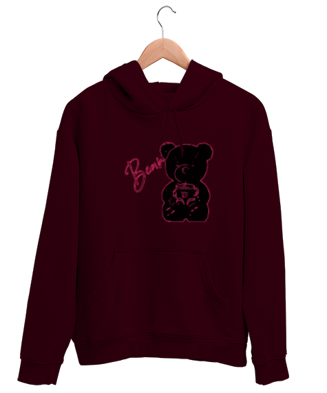 Tisho - Ayicik Bordo Unisex Kapşonlu Sweatshirt