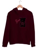 Ayicik Bordo Unisex Kapşonlu Sweatshirt - Thumbnail