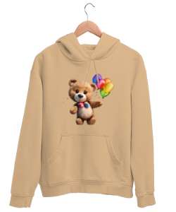 Ayicik Camel Unisex Kapşonlu Sweatshirt