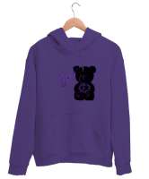 Ayicik Mor Unisex Kapşonlu Sweatshirt - Thumbnail