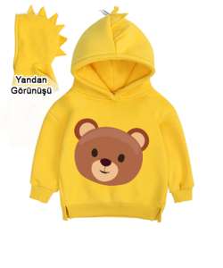 Ayıcık Sarı Çocuk Dinozor Kapşonlu Hoodie