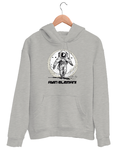 Tisho - Ayın Elemanı - Astronot Gri Unisex Kapşonlu Sweatshirt