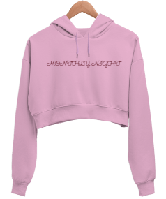 AYLI GECE YAZILI CROP SWEATSHİRT Kadın Crop Sweatshirt Kadın Crop Hoodie Kapüşonlu Sweatshirt