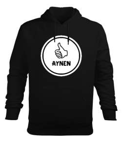 Aynen Komik Esprili Siyah Erkek Kapüşonlu Hoodie Sweatshirt