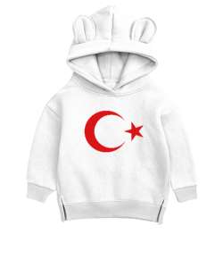 Ayyıldız Beyaz Unisex Çocuk Ayı Hoodie Kapşonlu