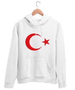 Ayyıldız Beyaz Unisex Kapşonlu Sweatshirt