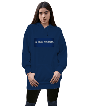 Az insan çok huzur Kadın Uzun Hoodie Kapüşonlu Sweatshirt