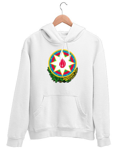 Tisho - Azerbaycan Arma - Azerbaijan Beyaz Unisex Kapşonlu Sweatshirt