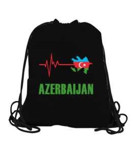 Azerbaycan,Azerbaijan,Azerbaycan Bayrağı,Azerbaycan haritası. Siyah Büzgülü Spor Çanta