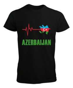 Azerbaycan,Azerbaijan,Azerbaycan Bayrağı,Azerbaycan haritası. Siyah Erkek Tişört