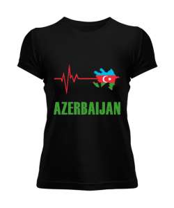 Azerbaycan,Azerbaijan,Azerbaycan Bayrağı,Azerbaycan haritası. Siyah Kadın Tişört