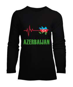 Azerbaycan,Azerbaijan,Azerbaycan Bayrağı,Azerbaycan haritası. Siyah Kadın Uzun Kol Tişört