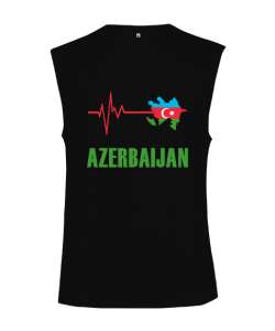 Azerbaycan,Azerbaijan,Azerbaycan Bayrağı,Azerbaycan haritası. Siyah Kesik Kol Unisex Tişört