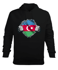 Azerbaycan,Azerbaijan,Azerbaycan Bayrağı,Azerbaycan logosu. Erkek Kapüşonlu Hoodie Sweatshirt