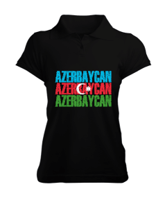 Azerbaycan,Azerbaijan,Azerbaycan Bayrağı,Azerbaycan logosu. Kadın Polo Yaka Tişört