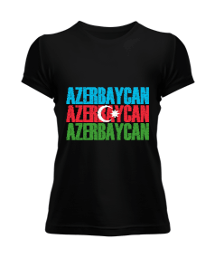 Azerbaycan,Azerbaijan,Azerbaycan Bayrağı,Azerbaycan logosu. Kadın Tişört