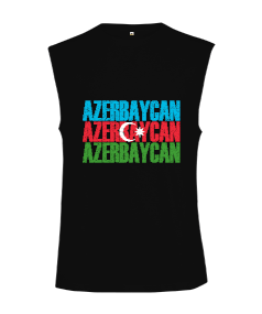 Azerbaycan,Azerbaijan,Azerbaycan Bayrağı,Azerbaycan logosu. Kesik Kol Unisex Tişört