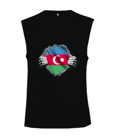 Azerbaycan,Azerbaijan,Azerbaycan Bayrağı,Azerbaycan logosu. Kesik Kol Unisex Tişört