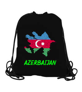 Azerbaycan,Azerbaijan,Azerbaycan Bayrağı,Azerbaycan logosu. Siyah Büzgülü Spor Çanta