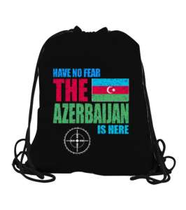 Azerbaycan,Azerbaijan,Azerbaycan Bayrağı,Azerbaycan logosu. Siyah Büzgülü Spor Çanta