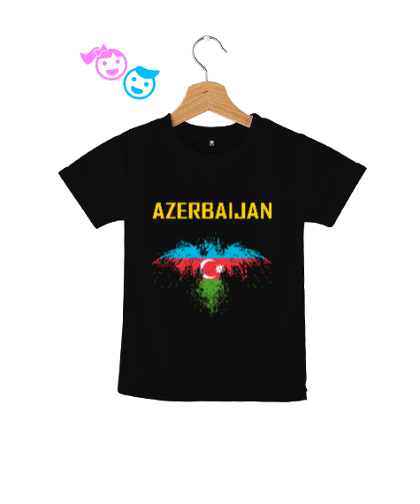 Tisho - Azerbaycan,Azerbaijan,Azerbaycan Bayrağı,Azerbaycan logosu. Siyah Çocuk Unisex