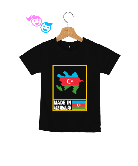 Tisho - Azerbaycan,Azerbaijan,Azerbaycan Bayrağı,Azerbaycan logosu. Siyah Çocuk Unisex