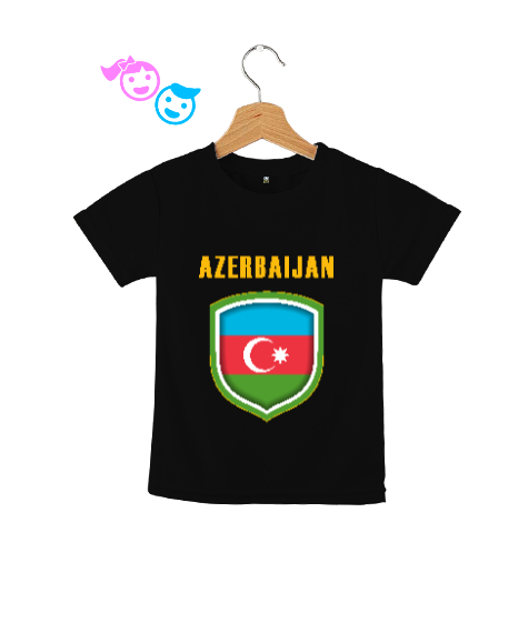 Tisho - Azerbaycan,Azerbaijan,Azerbaycan Bayrağı,Azerbaycan logosu. Siyah Çocuk Unisex